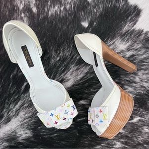 Louis Vuitton White Multicolor Monogram Pumps
